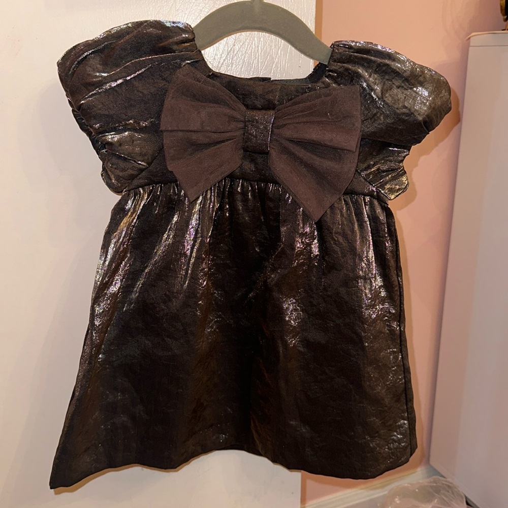 Nwt Zara gray bow holiday dress kids sz 9-12 months